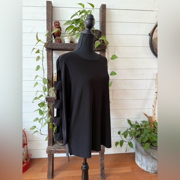 Anne Klein Black Long Sleeve Top with Cut-Out Details - Picture 11 of 17